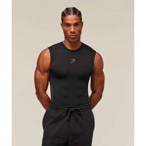 Gymshark Mens Sleeveless Workout Tank Top  Size S Black Stretch Breathable NWOT